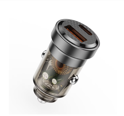Incarcatoare telefoane - Incarcator Auto LEMONTTI LIAQCPD45WTN, 45W, 2 porturi, Gri