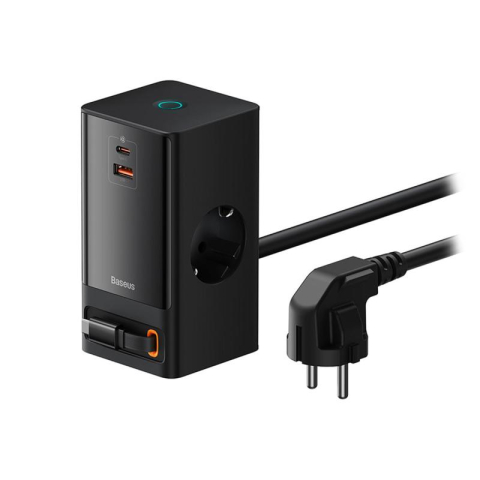 Incarcatoare telefoane - Incarcator retea Baseus PowerCombo, 65 W, 4 porturi, Negru