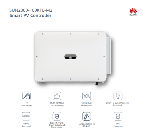 Invertoare solare trifazate - INVERTER HUAWEI SUN2000-100KTL-M2, AFCI, DC-SPD I+II