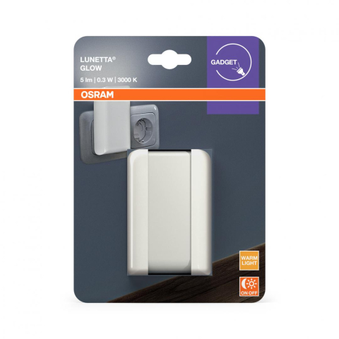 Lampi de interior - Lampa de veghe OSRAM LUNETTA Glow White cu senzor de lumina, 0.28W,5lm, lumina calda(3000K)