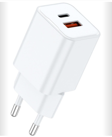 Cabluri periferice - Lemontti Încărcător Rețea GaN Dual Port 25W 1x USB-C 1x USB-A Alb