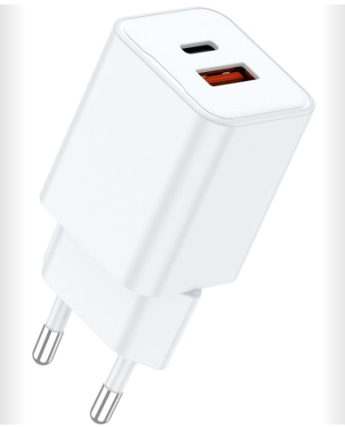 Cabluri periferice - Lemontti Încărcător Rețea GaN Dual Port 30W 1x USB-C 1x USB-A Alb