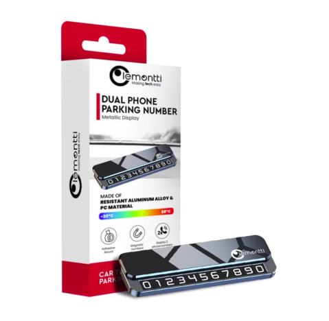 Accesorii - Lemontti Suport auto numar telefon parcare, 2 numere telefon schimbabile, aluminiu, cifre magnetice fluorescente, Negru