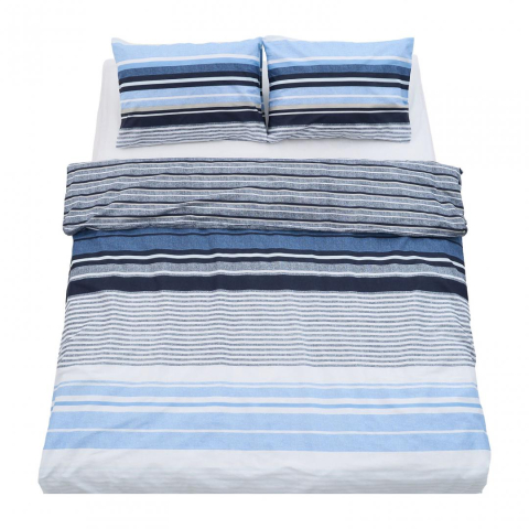 Lenjerii de Pat - Lenjerie dubla,100% bumbac,4 piese, Azul
