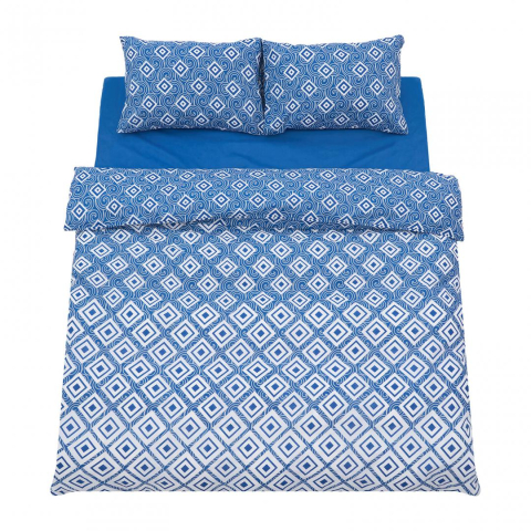 Lenjerii de Pat - Lenjerie dubla 100% bumbac 4 piese, Blu
