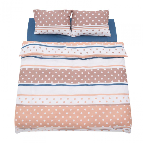 Lenjerii de Pat - Lenjerie dubla 100% bumbac 4 piese, Polka