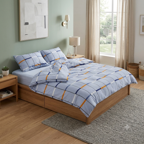 Lenjerii de Pat - Lenjerie kingsize, bumbac,132 TC, Luna