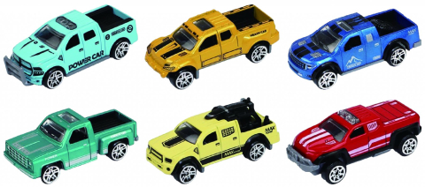 Masinute - MACHETA DIE CAST, SET 3 CAMIONETE, SCARA 1/64, 7.5CM, DIVERSE MODELE SI CULORI- BLEU, PORTOCALIU, ALBASTRU, TURQUOISE, GALBEN, ROSU, ROZ, VERDE, TURQUOISE, ALB