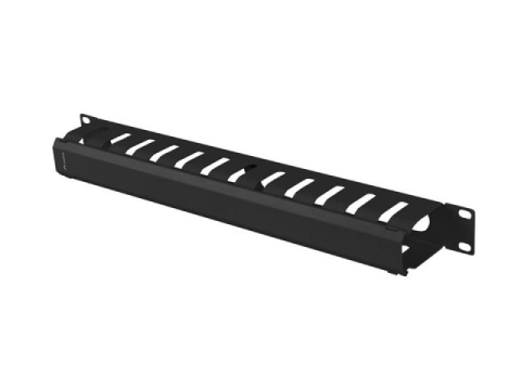 Accesorii - Metal cable management Lanberg 19" 1 U, RAL color RAL9004 negru