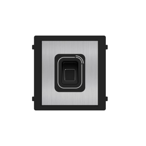 Video - Modul cititor biometric si card Mifare pentru videointerfon modular Hikvision DS-KD-MFB/S; carcasa inox, deschidere usi cu card acces Mifare 13.56 MHz (cardurile nu sunt incluse) si cu amprenta; prote