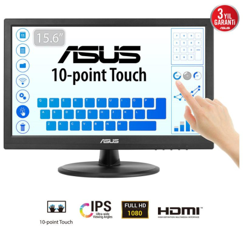Monitoare LED - Monitor Consumer ASUS VT169HE, 15.6", 1920 x 1080 pixeli, Touchscreen, Black, 3 ani Garantie