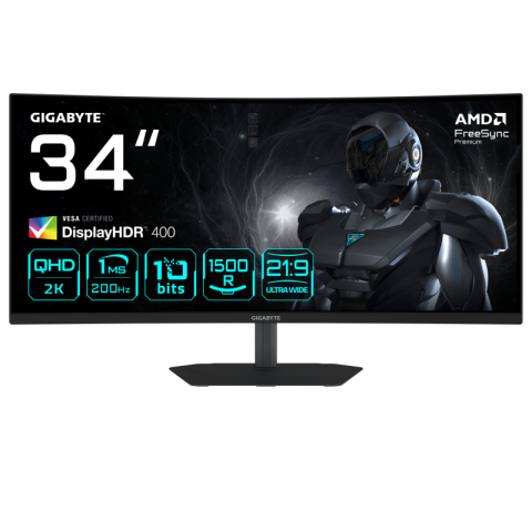 Monitoare LED - Monitor Consumer GIGABYTE G34WQC2, 34", 3440 x 1440 pixeli, Black, 2 ani Garantie