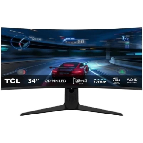 Monitoare LED - Monitor Consumer TCL 34R83Q, 34", 3440 x 1440 pixeli, Negru-Alb, 2 ani Garantie