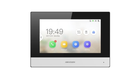 Video - Monitor videointerfon Hikvision DS-KH6320Y-WTE2, 2 fire, 4 7-inch IPS touch screen, rezolutie: 1024 × 600, TFT, fara butoane, temperatura de functionare: -10 °C to 50 °C