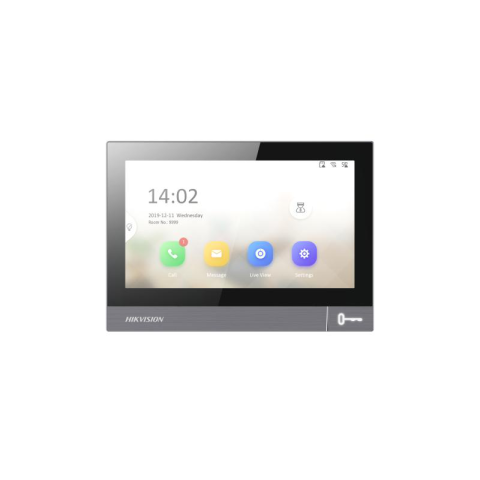 Video - Monitor videointerfon WIFI 7" Hikvision DS-KH8381-WTE1/SF; ecran colorful IPS 7", rezolutie ecran 1024 × 600; Conectivitate: Retea wireless: Wi-Fi 802.11b/g/n; 1 RJ-45 10/100Mbps self-adaptive; TCP/IP