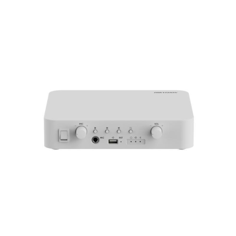 Difuzoare - Network Amplifier Hikvision DS-QAE1A40G1-VB, intrari audio: USB/Bluetooth/MIC/RCA, suporta: schedule/live/emergency broadcast, alarm linkage, TTS, protocol: IPv4, HTTP, HTTPS , SSL/TLS , DNS, NTP, TCP