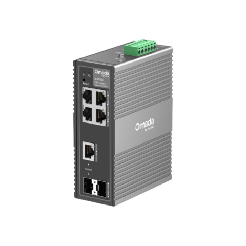Switch-uri - Omada 6-Port Gigabit Industrial Easy Managed Switch 4× Gigabit RJ45 Ports 1× Gigabit RJ45/SFP Combo Slot, 1× Gigabit SFP Slot Operating Temperature: -40~75°C (-40~167°F) IP40 Aluminum Casing Centraliz