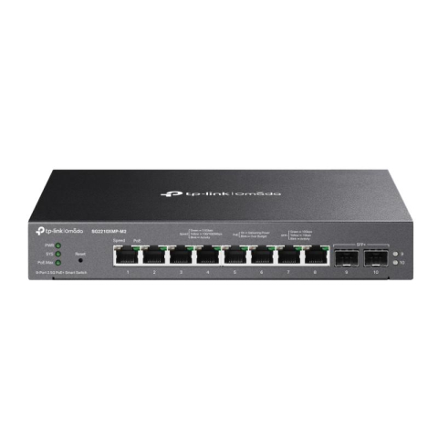 Switch-uri - Omada 8-Port 2.5GBASE-T and 2-Port 10GE SFP+ Smart Switch with 8-Port PoE+ PORT: 8× 2.5G PoE+ Ports, 2× 10G SFP+ Slots SPEC: 802.3at/af, 160 W PoE Power, Desktop & Fanless Steel Case FEATURE: Integrat