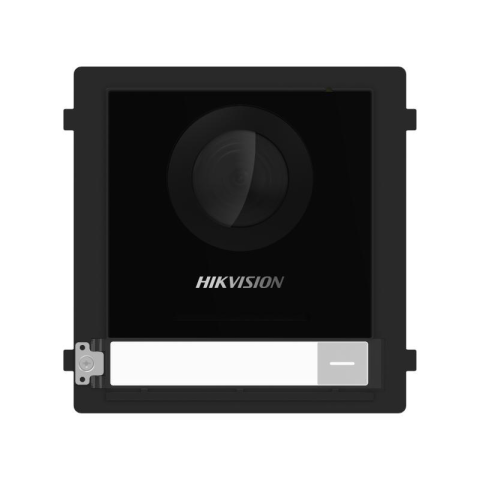 Video - Panou videointerfon modular de exterior Hikvision DS-KD8003-IME1(B); 1 x buton apelare, camera video wide angle 180° Fish eye 2MP; permite conectarea pana la 8 submodule de extensie, conectare: TCP/IP