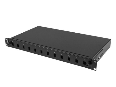 Alte accesorii retea - Patch panel fibră rack 19" 1U  12x SC simplex / 12x LC duplex, negru + accesorii