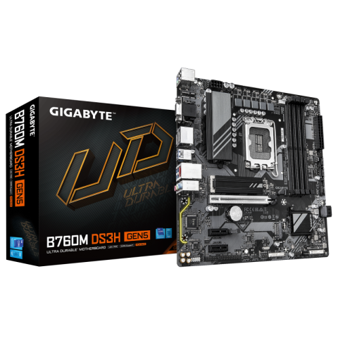 Placi de baza - Placa de baza Gigabyte B760M DS3H GEN5, Socket 1700, DDR5, Micro-ATX