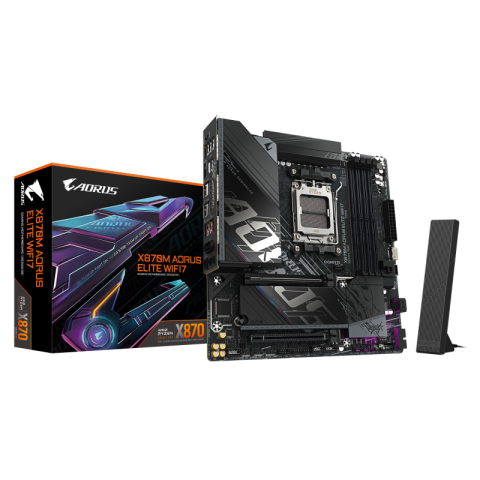 Placi de baza - Placa de baza Gigabyte X870M AORUS ELITE WIFI7, Socket AM5, DDR5, Micro-ATX