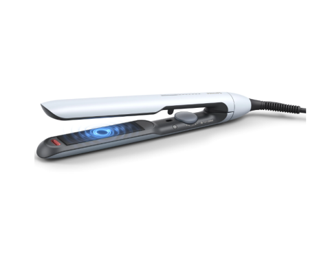 Placi de indreptat parul - Placa de indreptat parul PHILIPS Prestige BHS520/00, Tehnologie ThermoShield, Placi infuzate cu ulei de argan, 230°C, Ingrijire ioni, 12 setari temperatura, Husa termorezistenta, Albastru deschis, L x
