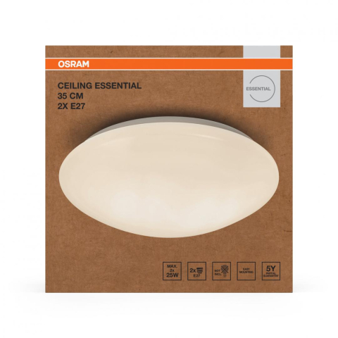 Plafoniere - Plafoniera OSRAM Essential, excl.2xE27, Ø35cm / ↕ 12cm, IP20,metal/PMMA, Alb