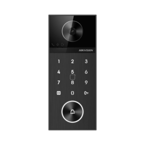 Video - Post videointerfon de exterior WI-FI Hikvision DS-KV6124-WBE1, montaj aparent, camera HD 4MP, WDR, unghi vizualizare: Horizontal:  150° Vertical: 75°, iluminare IR 3 metri, cititor de card incorporat 