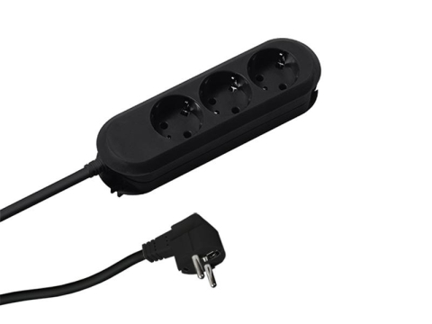 Prelungitoare - Prelungitor Bachmann SMART 3xCEE7/3, fara intrerupator, lungime cablu 3m, H05VV-F 3G1.5 negru, nedemontabil