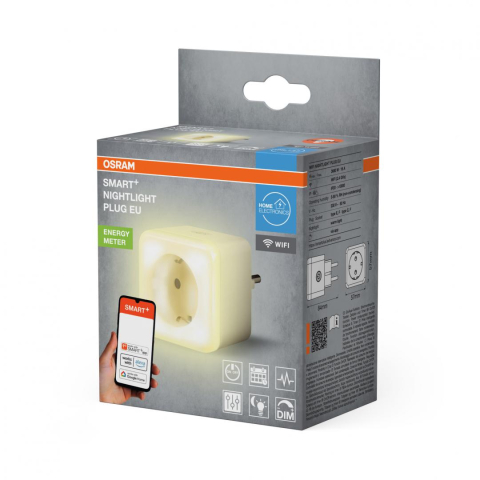 Accesorii pentru iluminat inteligent - Priza inteligenta Osram Smart+ Wi-Fi, cu lumina de noapte, 16A,3680W,IP20, compatibila Amazon Alexa, Google Home