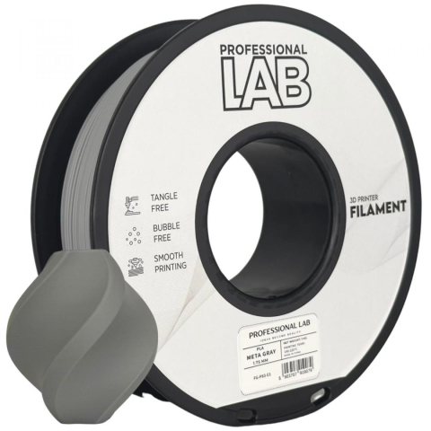 Accesorii imprimare 3D - PROF. LAB 3D FILAMENT 1KG PLA META GRAY, Diametru: 1.75mm, Greutate: 1kg, Temperatura duza: 185C - 215C, Temperatura platforma printare: 25C - 60C, Culoare: Meta Gray.