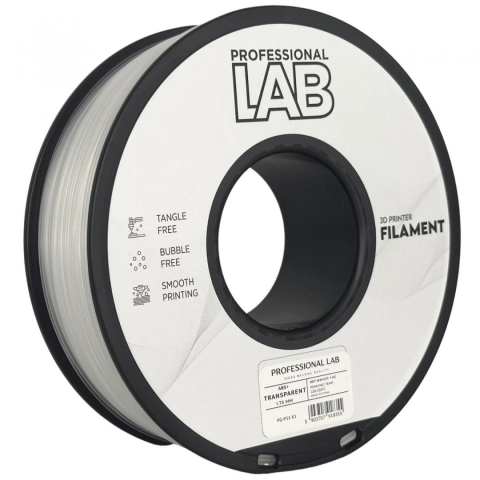 Accesorii imprimare 3D - PROFESSIONAL LAB 3D FILAMENT 1KG ABS+ TRANSPARENT, Diametru:1.75mm, GreutateL 1KG, Temperatura duza: 220C - 250C, Temperatura platforma: 95C - 110C,