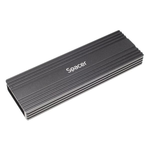 Hard Disk-uri externe - Rack extern SPACER, pt. SSD M.2 PCIe NVME, interfata PC USB 3.1 Type C, Striat, aluminiu, negru