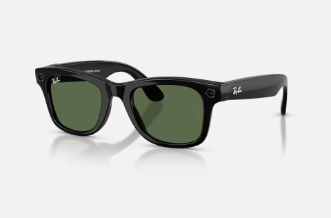 Ochelari Meta - Ray-Ban Meta Wayfarer Gen 2 High Bridge Fit Shiny Black G-15 Green 53-22