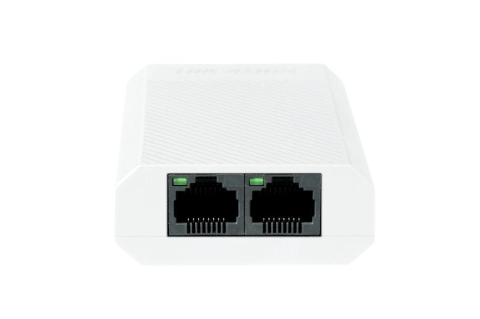 Switch-uri - Repetor PoE Hikvision DS-3E0503DP-E/R: 1 × Gigabit PoE IN port si 2 × Gigabit PoE OUT port, buget PoE 30W, dimensiuni: 88.0 mm × 22.0 mm × 58.0 mm, greutate: 0.058 kg, montare pe birou.