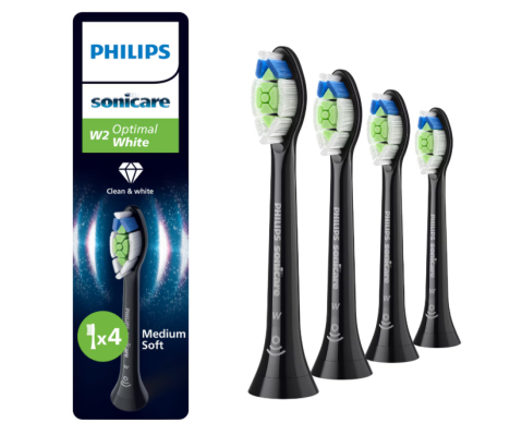 Accesorii - Rezerve PHILIPS Sonicare Optimal White HX6064/88, Pachet de 4 capete de periere, Standard, Click-on, Sincronizarea modurilor BrushSync, Negru, L x A x I (mm) 60x25.7x230.5