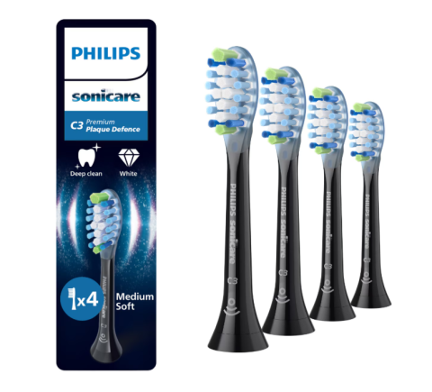 Accesorii - Rezerve PHILIPS Sonicare Plaque Defence HX9044/88, Pachet de 4 capete de periere, Standard, Click-on, Sincronizarea modurilor BrushSync, Negru, L x A x I (mm) 60x25.7x230.5