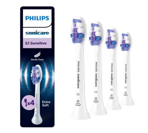 Accesorii - Rezerve PHILIPS Sonicare Sensitive HX6054/87, Pachet de 4 capete de periere, Standard, Click-on, Sincronizarea modurilor BrushSync, Alb, L x A x I (mm) 25.7x60x230.5