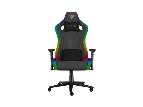 Scaune gaming - Scaun gaming Genesis TRIT 660, material textil, iluminare RGB, suporta pana la 150 kg, inaltime reglabila, spatar ajustabil, gri