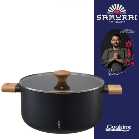 Oale si cratite - SEMIOALA ALUMINIU + CAPAC 28X14 CM, 7.8 L, RIKITO WATANABE, SAMURAI GOURMET, COOKING BY HEINNER