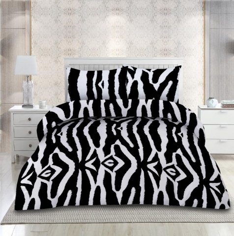 Lenjerii de Pat - Set de pat din microfibra, 4 piese King Size, Zebra