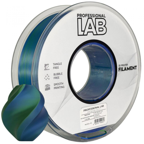 Accesorii imprimare 3D - Silk PLA Tri Color Oceans Embrace | Prof. Lab, Diametru: 1.75mm, Greutate: 1kg, Temperatura duza: 200C - 230C, Temperatura platforma: 40C - 60C.