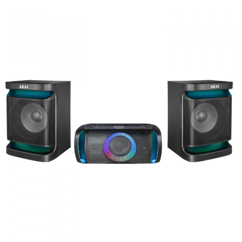 Sisteme audio - Sistem audio Akai Dual Speaker MX5, versiune BT 5.3, tip baterie Li-ion 2400mAh, voltaj baterie 12V, putere RMS 200W, format audio suportat MP3/WMA, timp de incarcare 2 ore, autonomie baterie 2-3 ore,