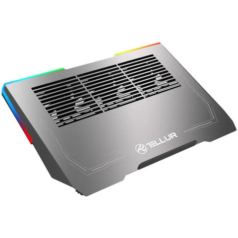 Stand & Cooling pad - Stand/Cooler notebook TELLUR Shade, pana la 17 inch, 3 ventilatoare, Argintiu