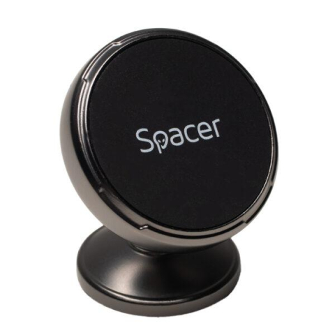 Accesorii - Suport auto magnetic Spacer pentru smartPhone, Metalic,fixare prin adeziv, Magnetic, 4 SuperMagneti N50, rotire 360 grade, negru