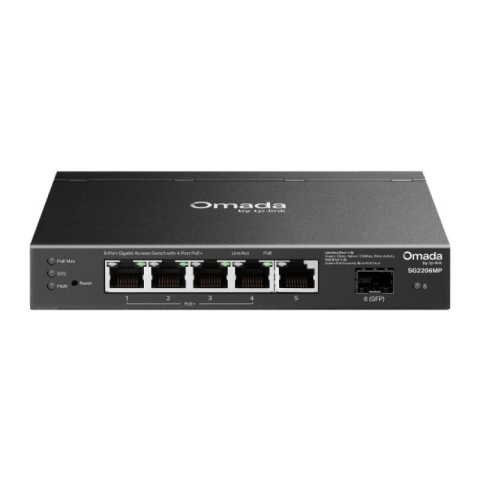 Switch-uri - Switch Omada Access 6-Port Gigabit, 5× Gigabit RJ45 ports (4× PoE+) and 1× Gigabit SFP slot, 63W total PoE budget pana la 30W pentru fiecare port* PoE+, putere maxima 53.5 VDC / 1.31 A, capacitate swi