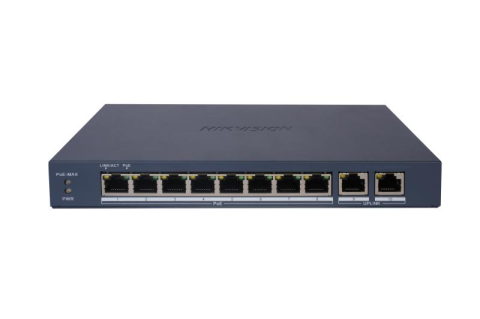 Switch-uri - Switch PoE Hikvision DS-3E1510P-EI/M(B): 8 × Gigabit PoE port,2 × Gigabit RJ45 port, 8 porturi PoE maxim 30W, buget PoE 80W, tensiune alimentare 54VDC, 1.6A, dimensiuni: 217.6 mm × 27.6 mm × 108.5 mm,