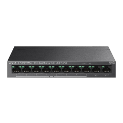 Switch-uri - Switch TP Link 8-Port 10/100Mbps+2-Port Gigabit Desktop Switch with 8- Port PoE+, 10BASE-T: UTP category 3, 4, 5 cable (maximum 100m), 100BASE- TX: UTP category 5 or above cable (maximum 100m), 1000BA