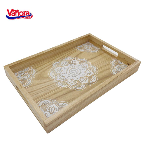 Acesorii servire - TAVĂ DIN LEMN PENTRU SERVIRE CU MODEL MANDALA, VANORA HOME